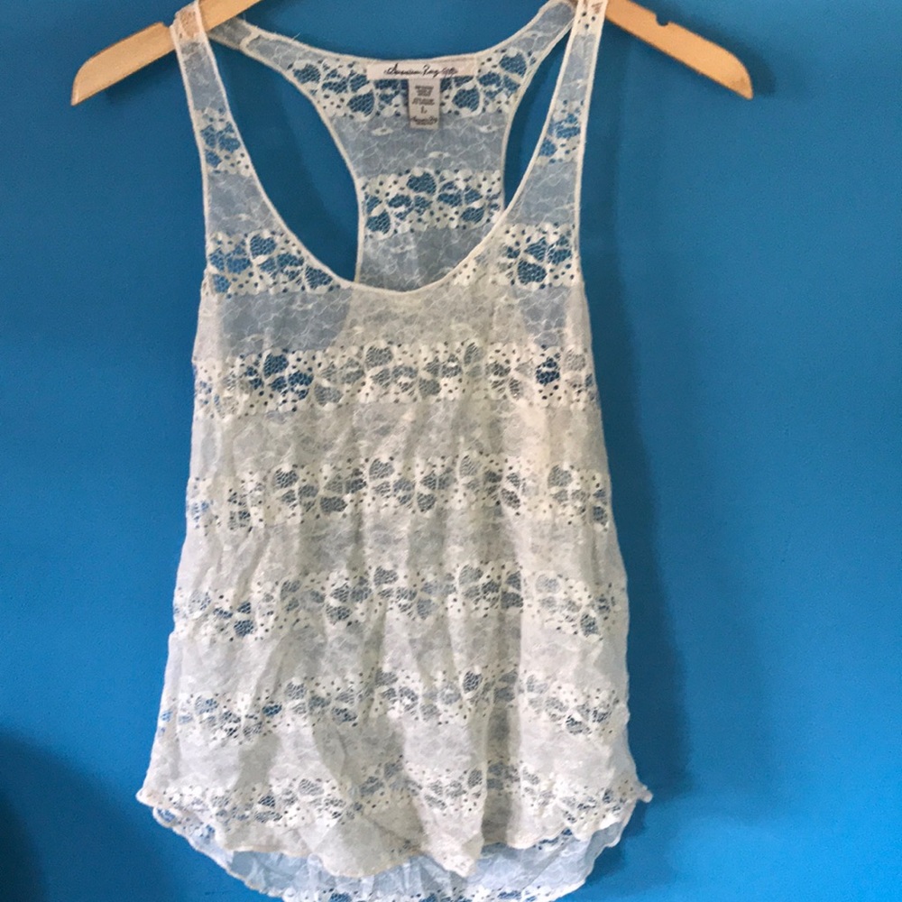 Iridescent lace tank